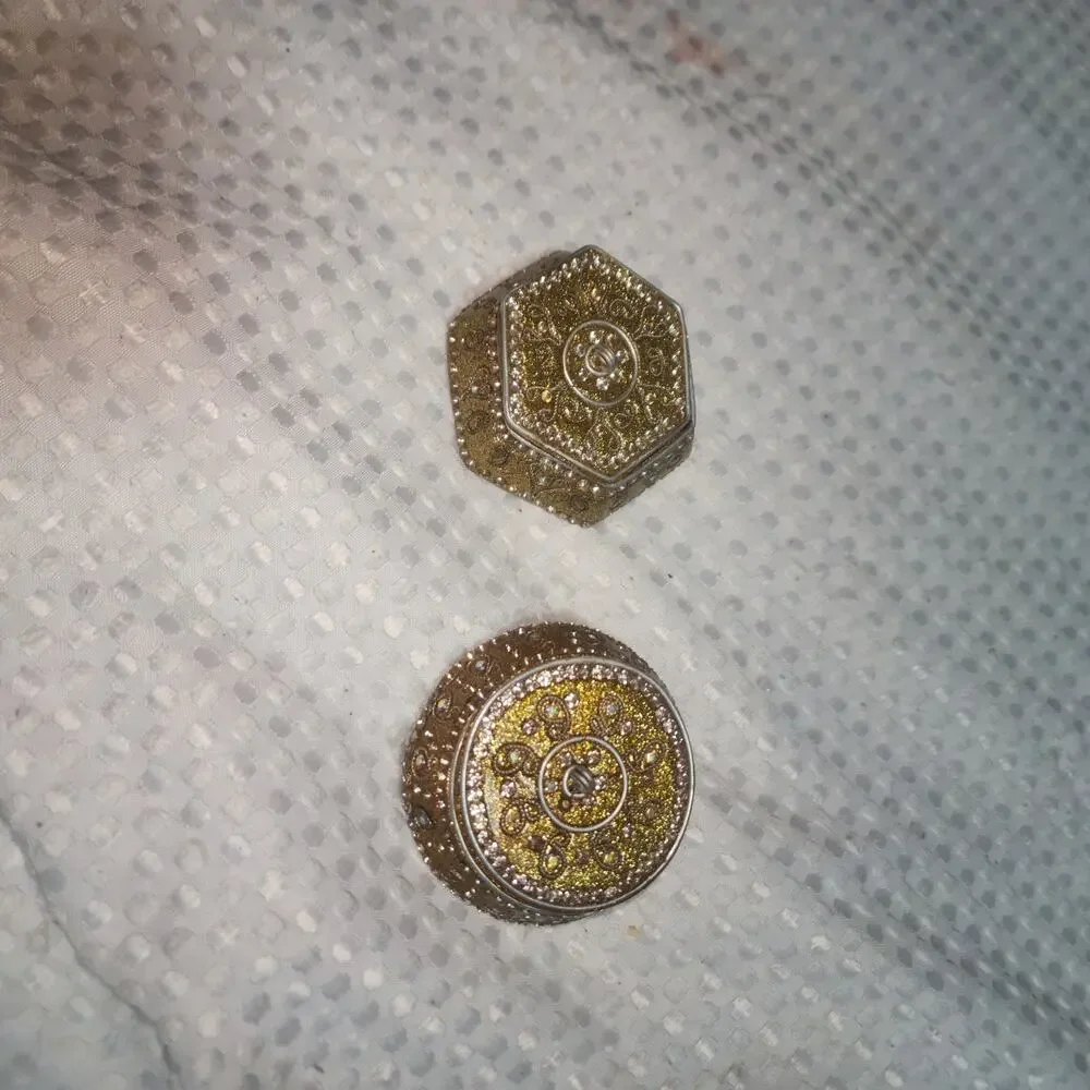 PIER ONE SET OF 2 JEWELED HEXAGON TRINKET BOXES